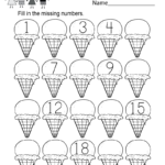 Ice Cream Missing Numbers 1 20 Worksheet For Kindergarten Free Printable