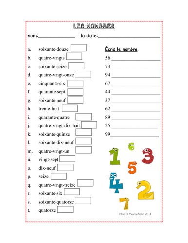 Image Result For Les Numeros Activities French Numbers French 