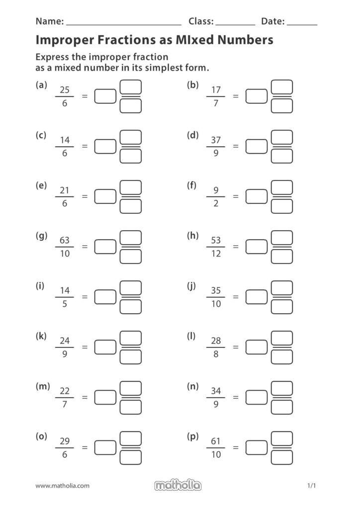 Improper Fraction As Mixed Numbers Fractions Worksheets Math