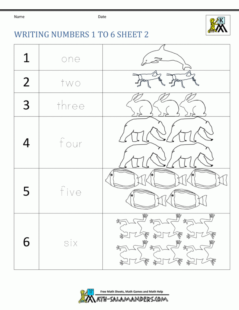 Kindergarten Number Worksheets