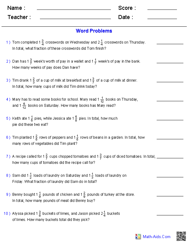 Link To Various Math Word Problem Worksheets To Steal From Word