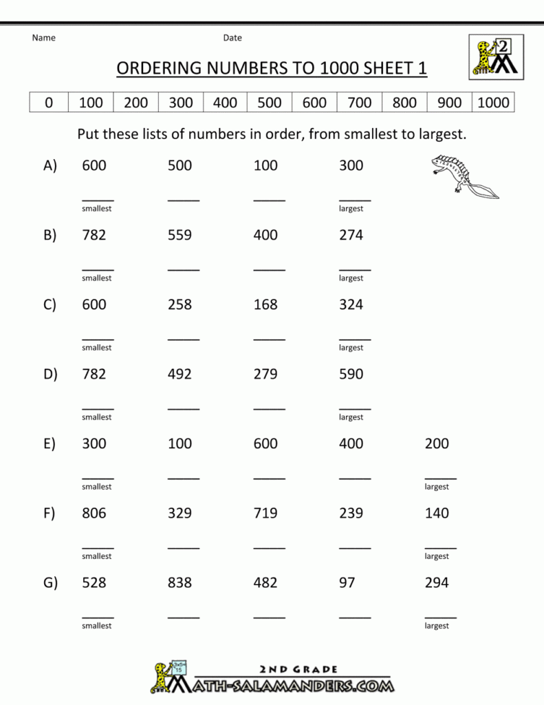 Math worksheets place value ordering numbers to 1000 1 gif 1000 1294 