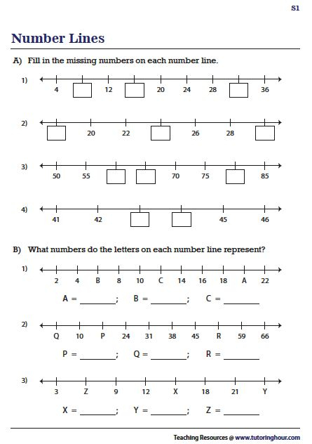 Missing Numbers On A Number Line Worksheets Number Line Missing 