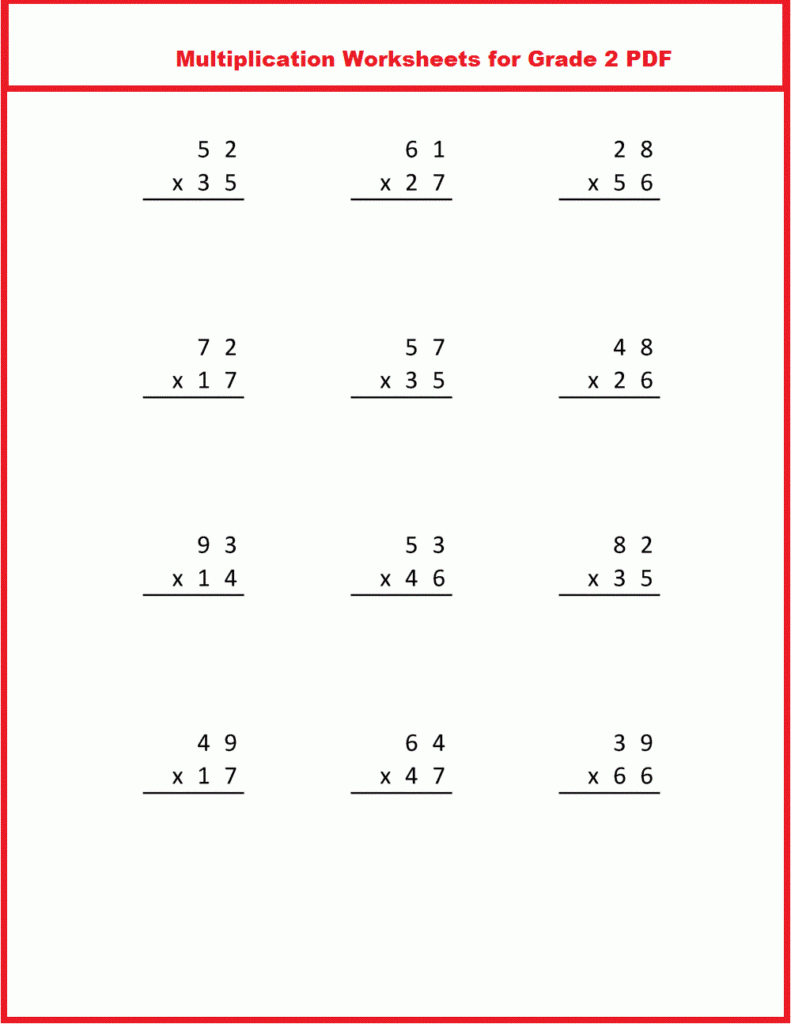 Multiplication Worksheets For Grade 2 PDF The Multiplication Table