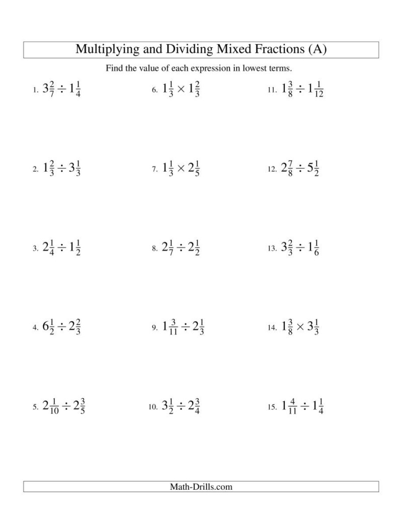 Multiplying Dividing Fractions And Mixed Numbers Worksheet Answers 