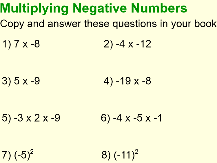 Multiplying Dividing Negative Numbers By Vics25 Teaching Resources