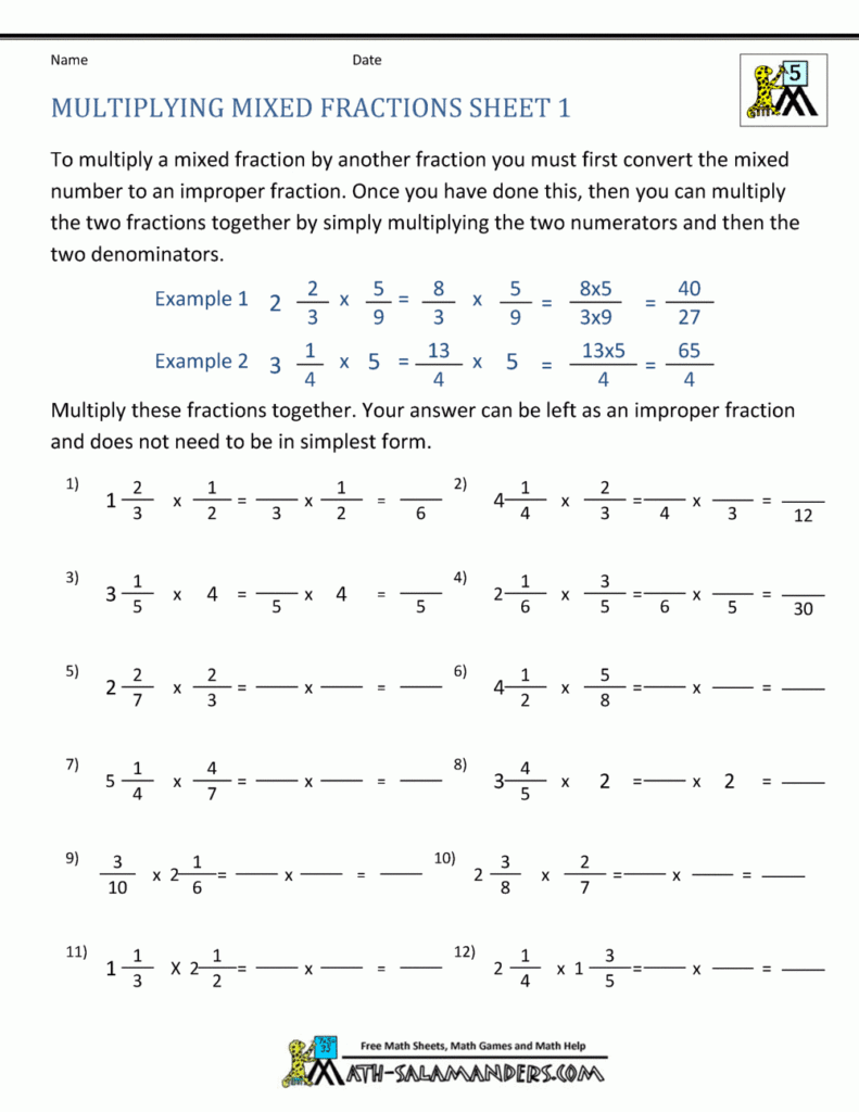 Multiplying Mixed Fractions