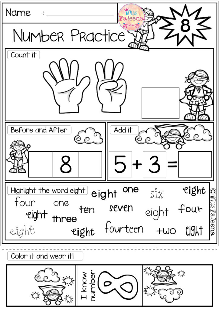 Number 1 20 Practice Set 2 Kindergarten Math Worksheets Kinder 
