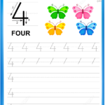 Number 4 Handwriting Practice Worksheet Free Printable Puzzle Games