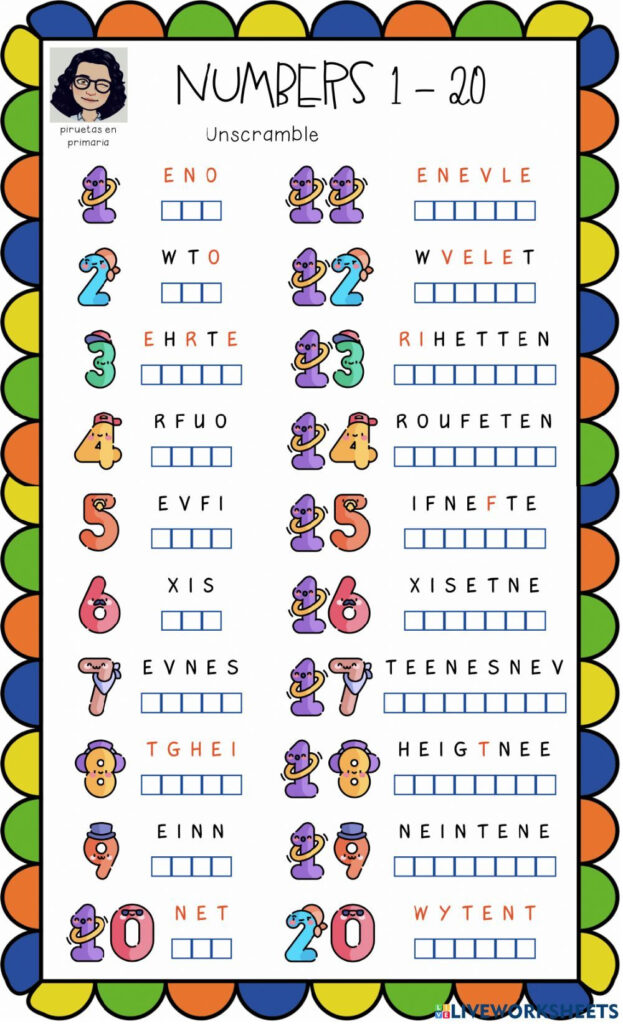 Numbers 1 20 Writing 2 Interactive Worksheet In 2021 English