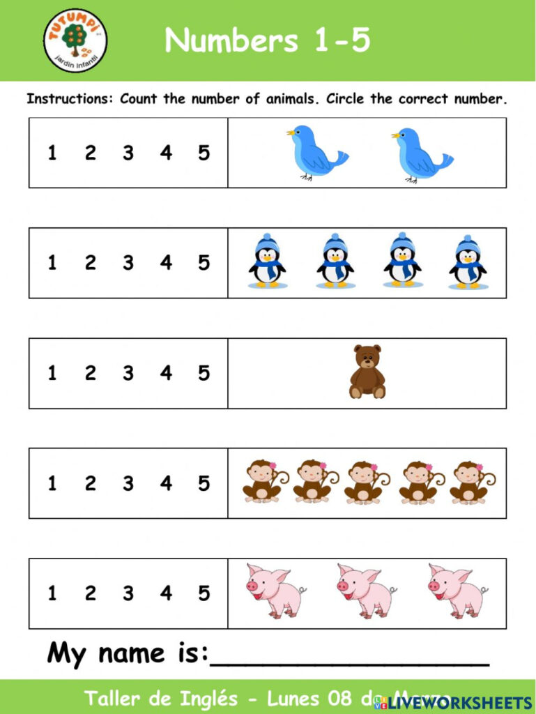Numbers 1 5 Worksheet For Preschool