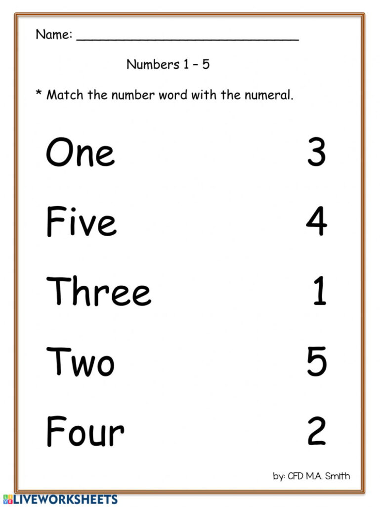 Numbers Number Words Worksheet