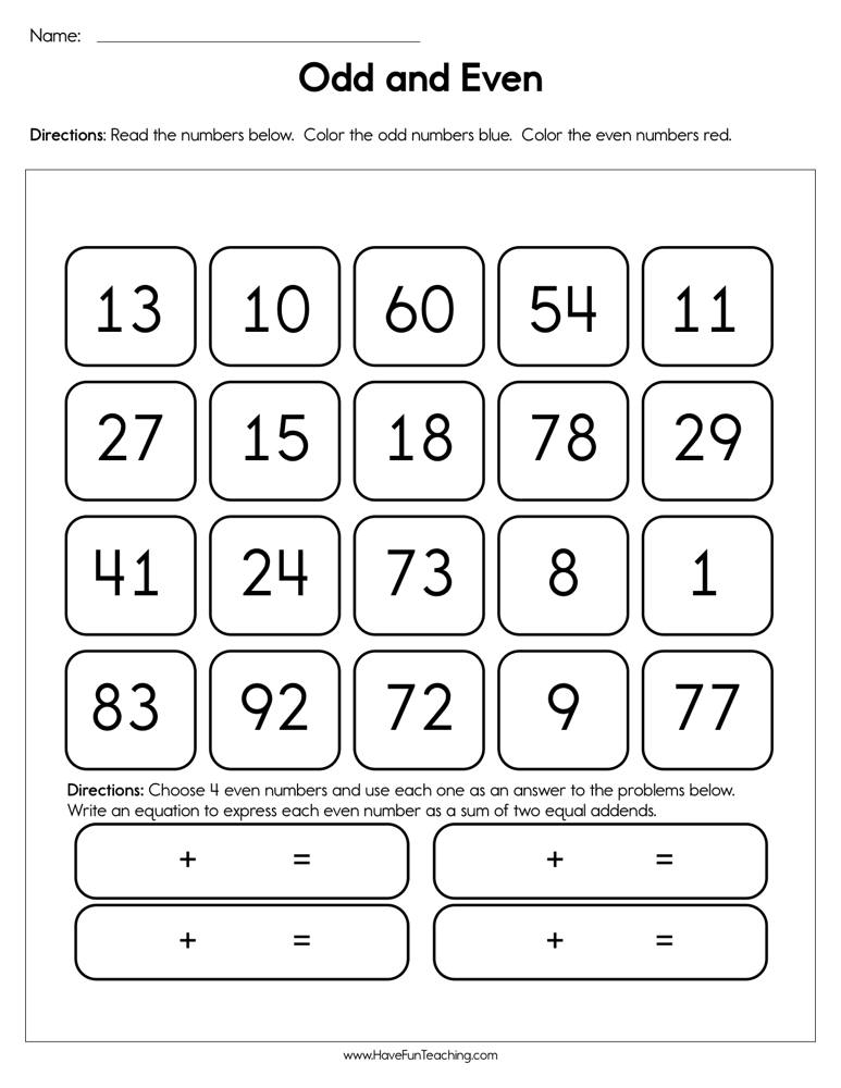 Odd And Even Worksheet Have Fun Teaching