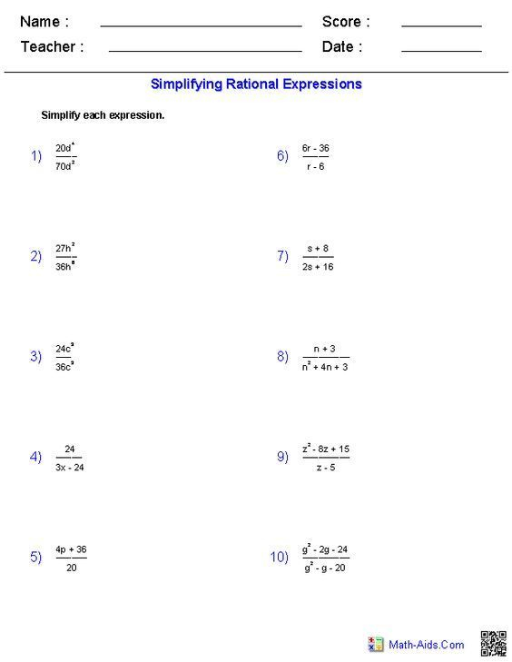 Operations With Complex Numbers Worksheet In 2020 Simplifying