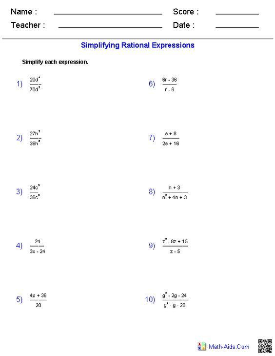 Operations With Complex Numbers Worksheet In 2020 Simplifying 