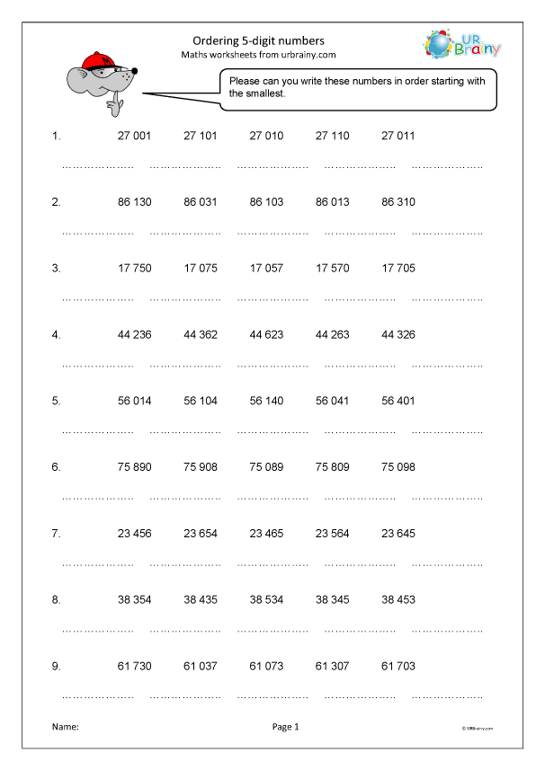 Ordering 5 digit Numbers Number And Place Value By URBrainy