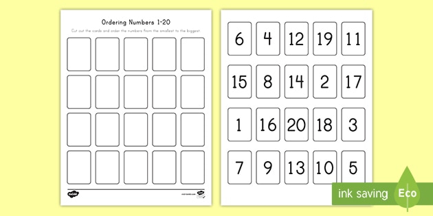 Ordering Numbers 1 20 Cut And Paste Activity teacher Made 