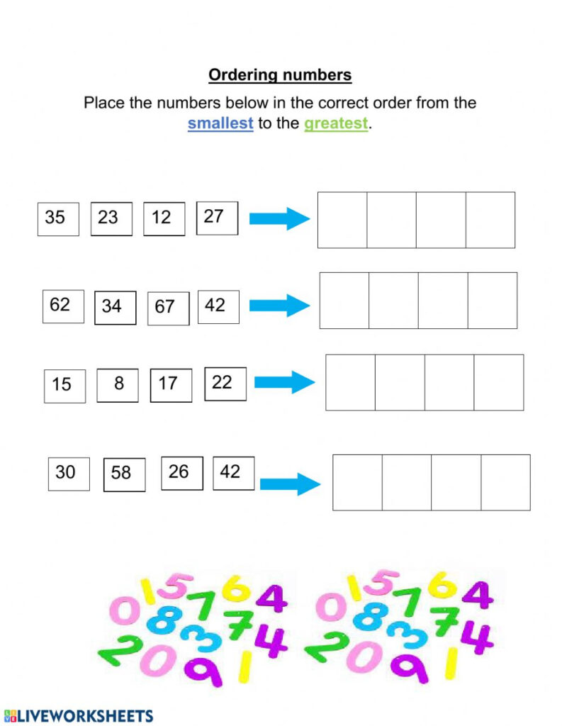 Ordering Numbers Interactive Worksheet