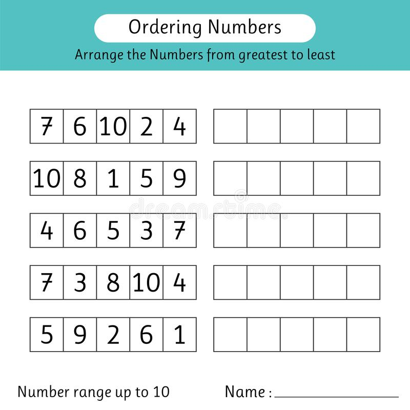 Ordering Numbers Worksheet Arrange The Numbers From Greatest To Least 