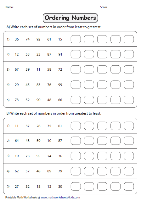 Ordering Numbers Worksheets Math Worksheets Math Addition Worksheets