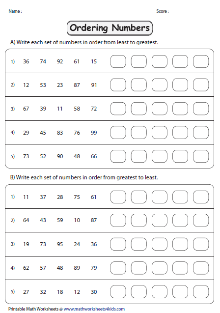 Ordering Numbers Worksheets Math Worksheets Math Addition Worksheets 