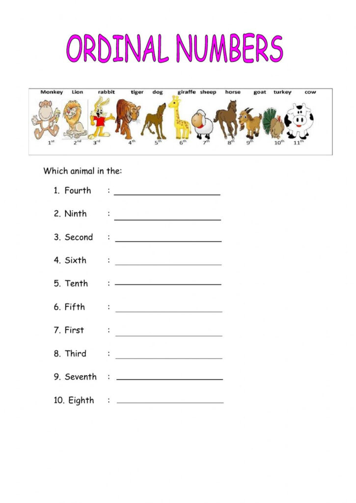 Ordinal Numbers Activity For Grade 2