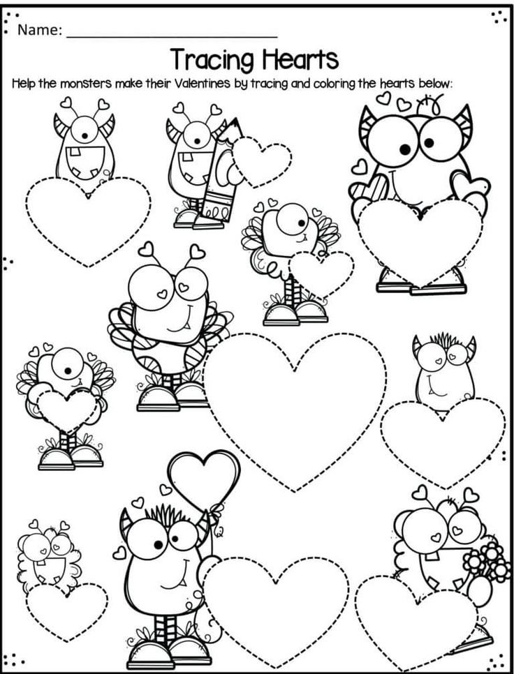 Practice Tracing Small Medium And Large Hearts On These Heart