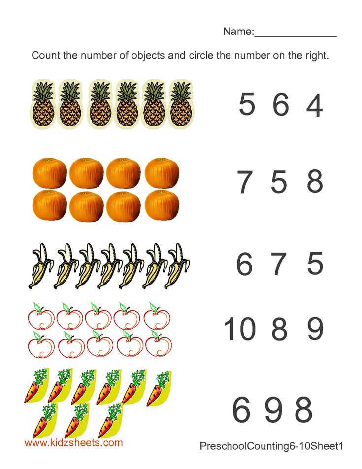 Preschool Counting Numbers6 10 Sheet1 Preschool Counting Kids Math 