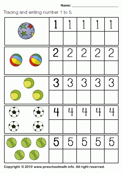 Preschool Writing Number Worksheets