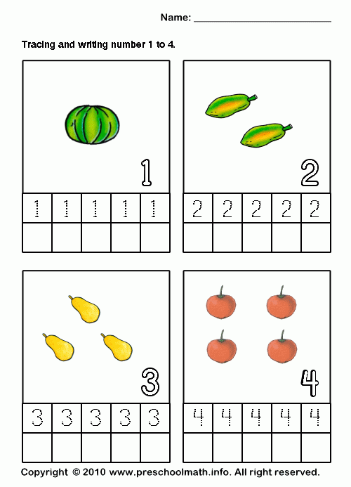 Preschool Writing Number Worksheets