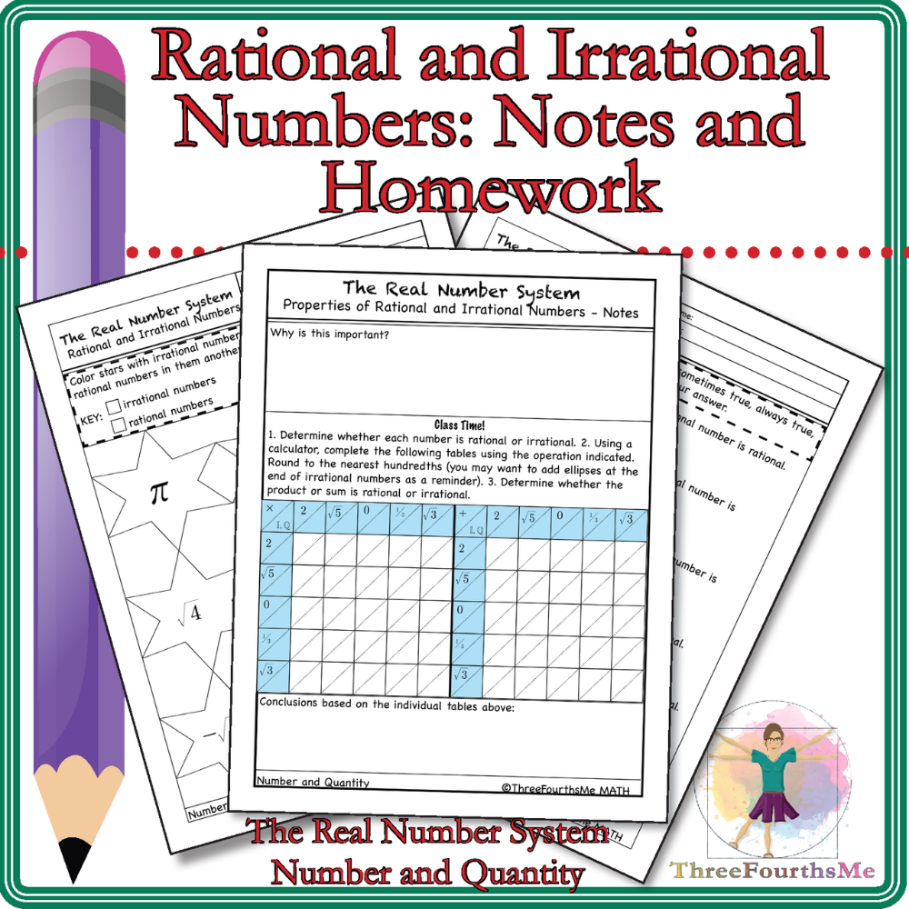 Rational And Irrational Numbers Notes Homework Irrational Numbers