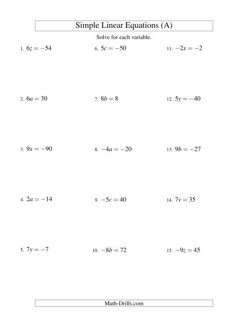 Solving Linear Equations Including Negative Values Form Ax C A 