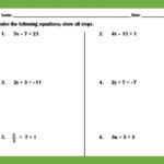 Solving Two Step Equations Practice Worksheet I Two Step Equations
