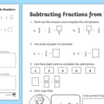 Subtracting Fractions From Whole Numbers Worksheet