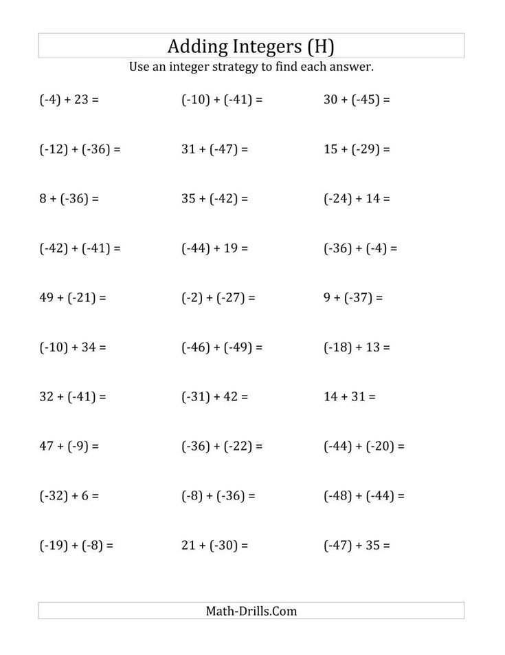 The Adding Integers From 50 To 50 Negative Numbers In Parentheses 