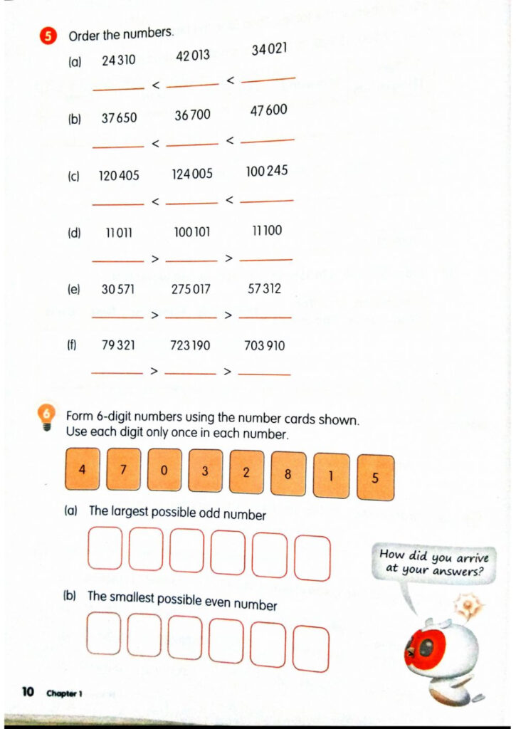 Year 5 Comparing And Ordering Numbers Worksheet