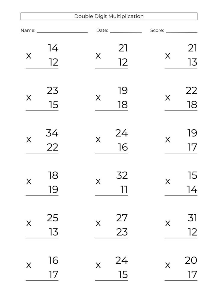 10 Printable Double Digit Multiplication Worksheets 2 digit Practice PDF Download Etsy