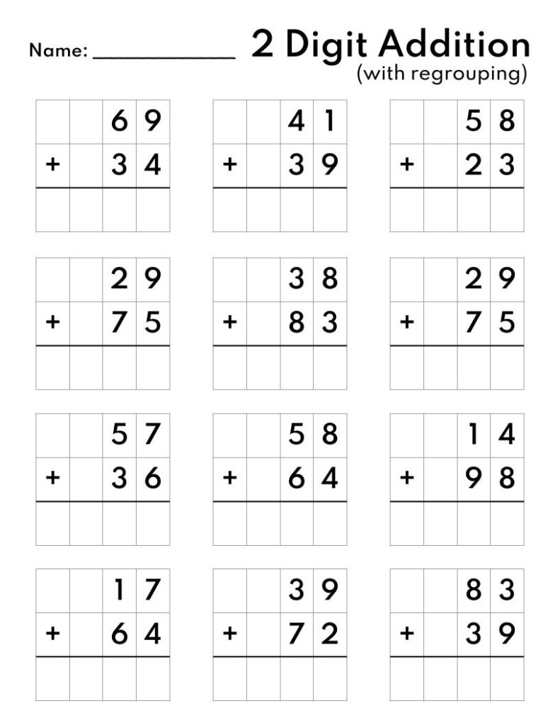 10 Printable Two Digit Addition Worksheets Double Digit Addition Worksheets 1st Grade 2nd Grade Made By Teachers