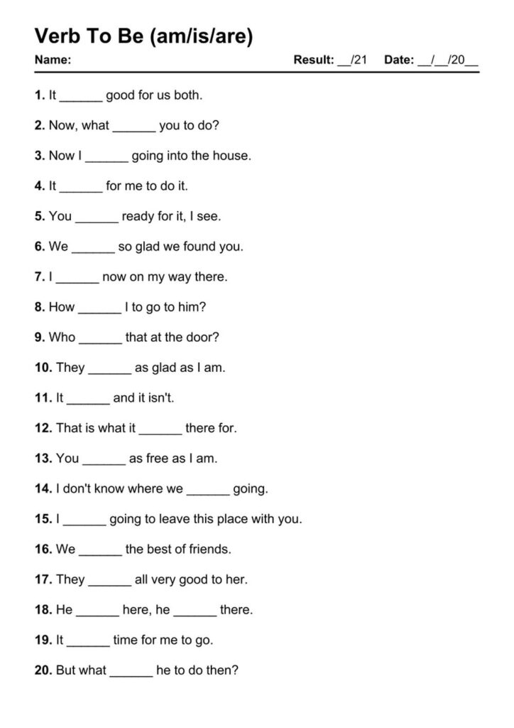 101 Verb To Be PDF Worksheets With Answers 2103 Exercises Grammarism