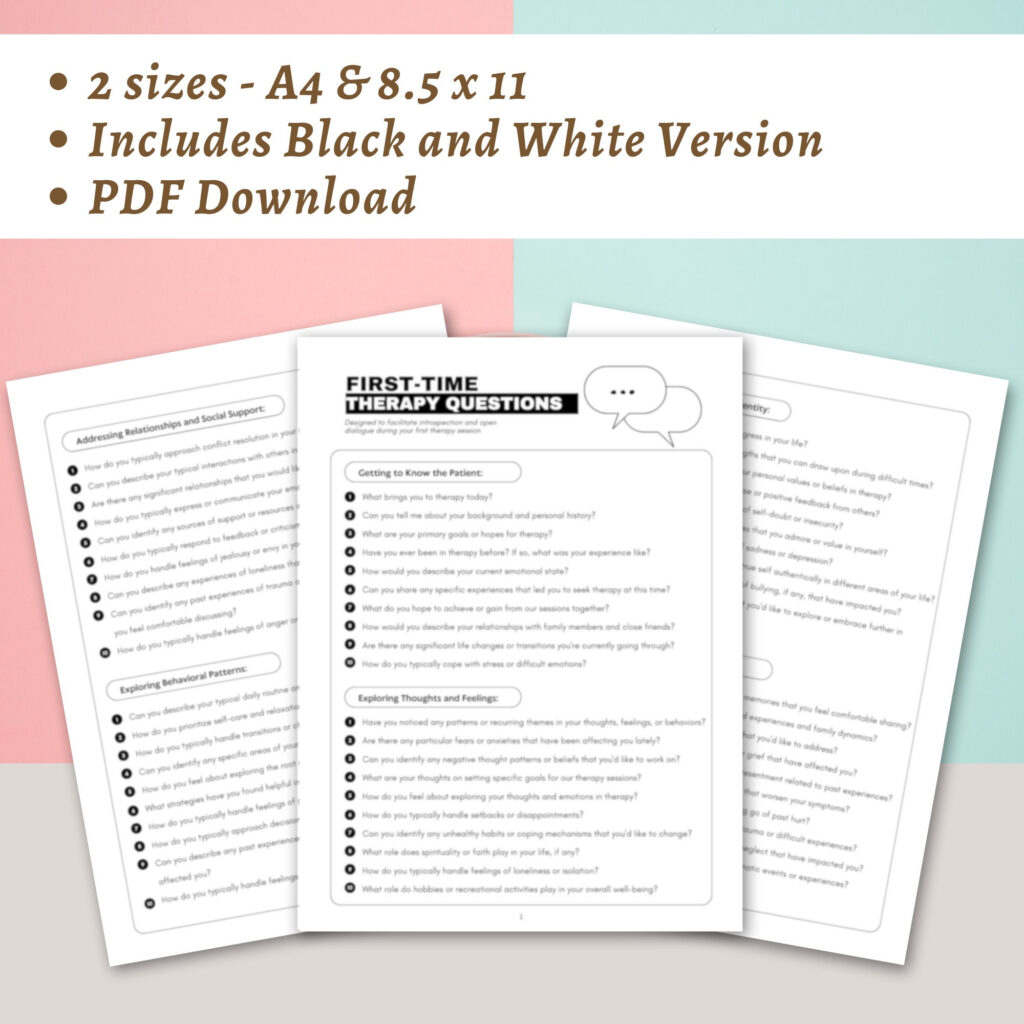 110 First Session Therapy Questions PDF Counseling Session Tools Therapist Session Notes Conversation Starter Mental Health Psychiatrist Etsy