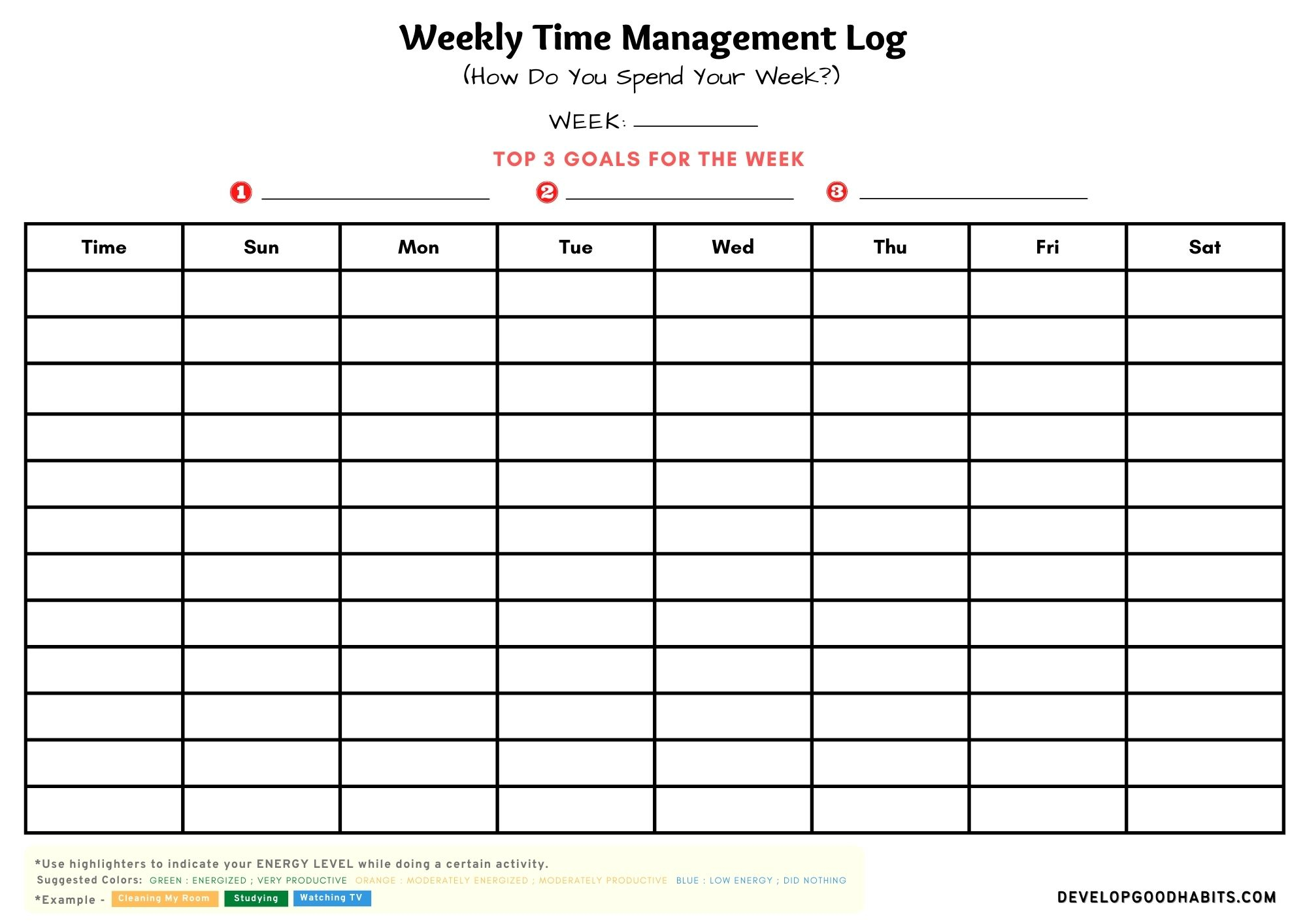 12 Time Management Worksheet For Students Adults Develop Good Habits