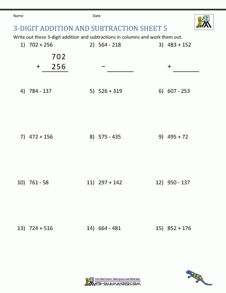 3 Digit Addition And Subtraction Worksheets