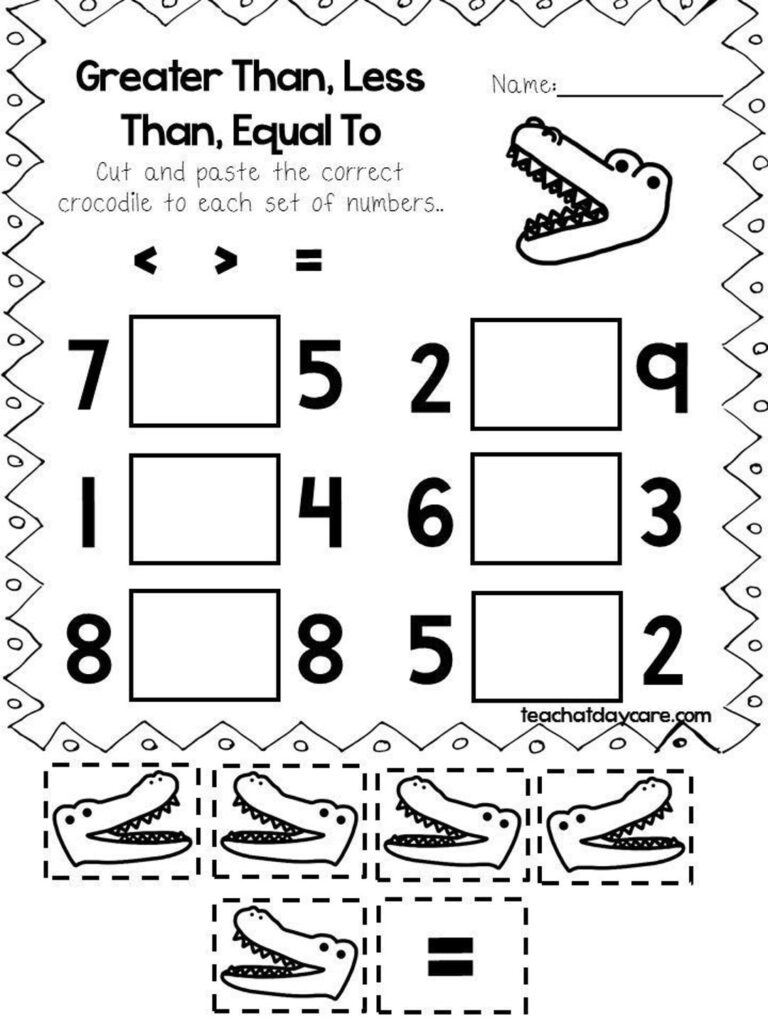 30 Printable Greater Than Less Than Equal To Worksheets Preschool 3rd Grade Math Etsy