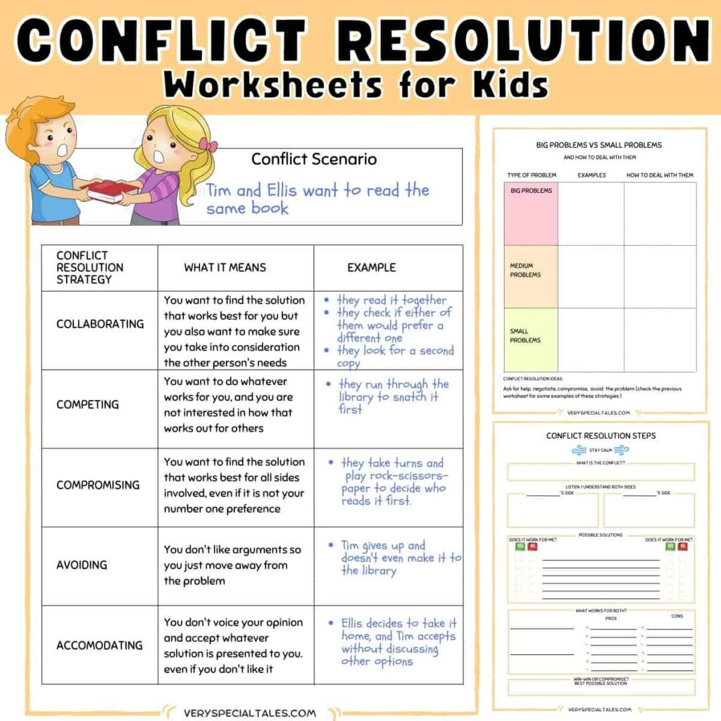 31 Fun Conflict Resolution Activities For Kids Printable PDF Worksheets Games And Activities Very Special Tales