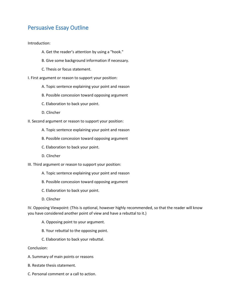 37 Outstanding Essay Outline Templates Argumentative Narrative Persuasive 