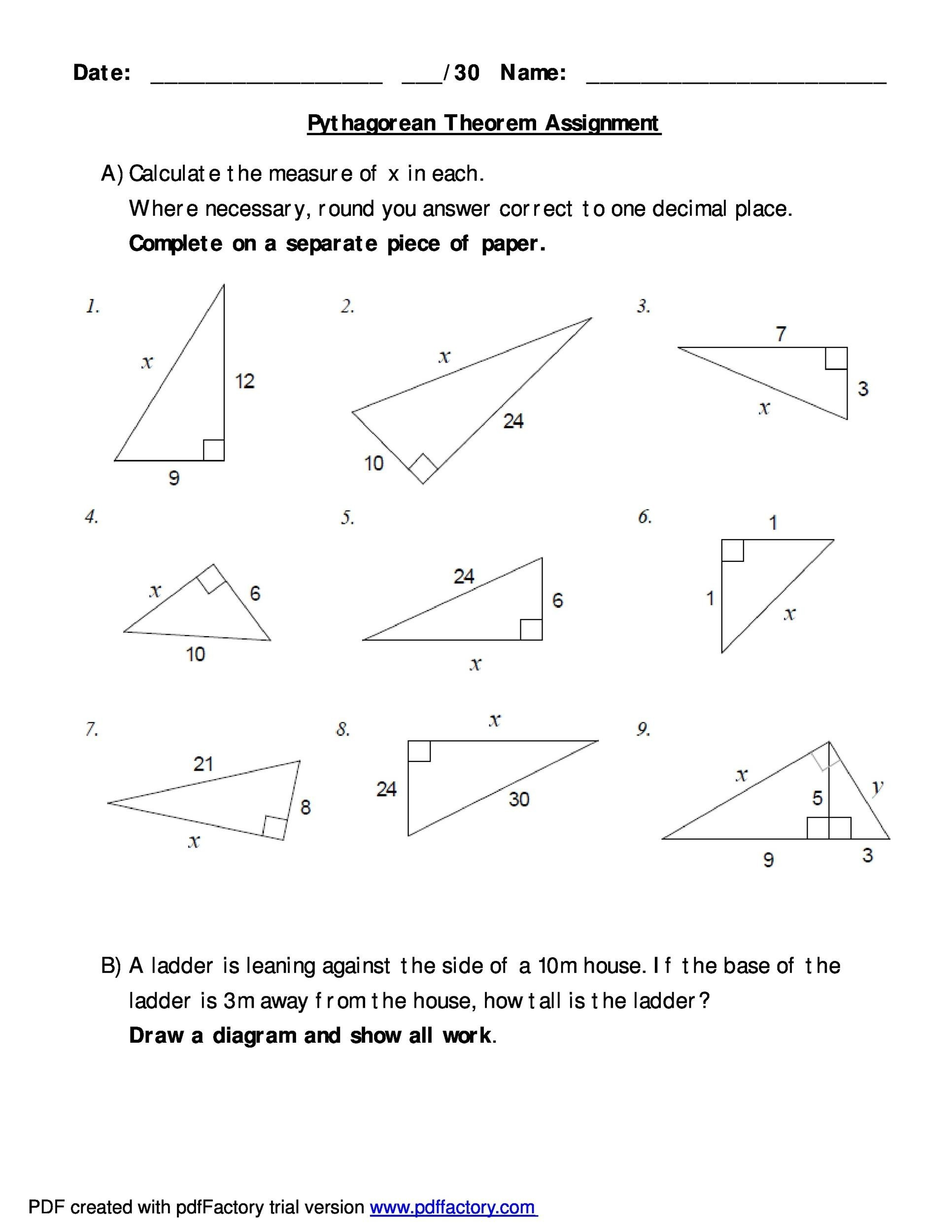 48 Pythagorean Theorem Worksheet With Answers Word PDF