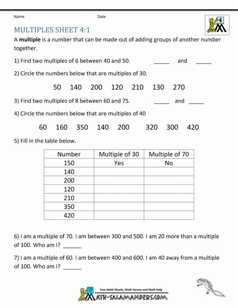 4th Grade Math Practice Multiples Factors And Inequalities 4th Grade Math Practice Multiples Factors And Inequalities