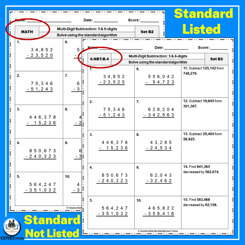 5 Digit 6 Digit Addition Subtraction With Without Regrouping Worksheets Made By Teachers