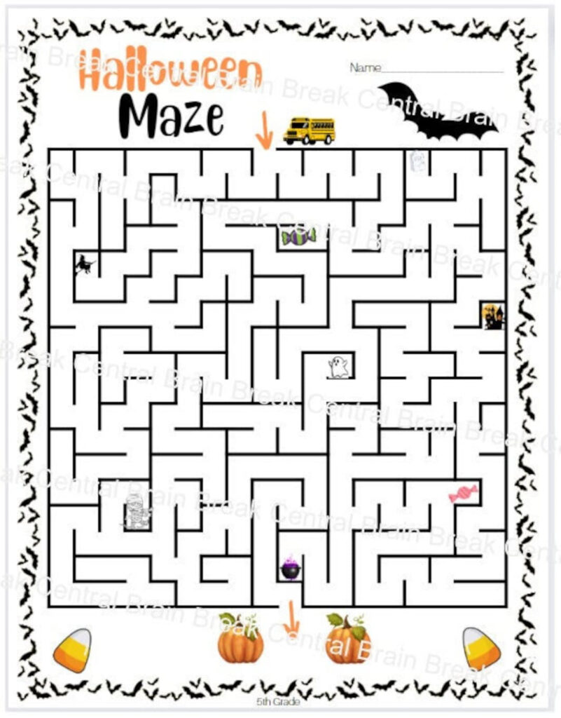 5th Grade Halloween Maze With Answer Key Printable Etsy Israel