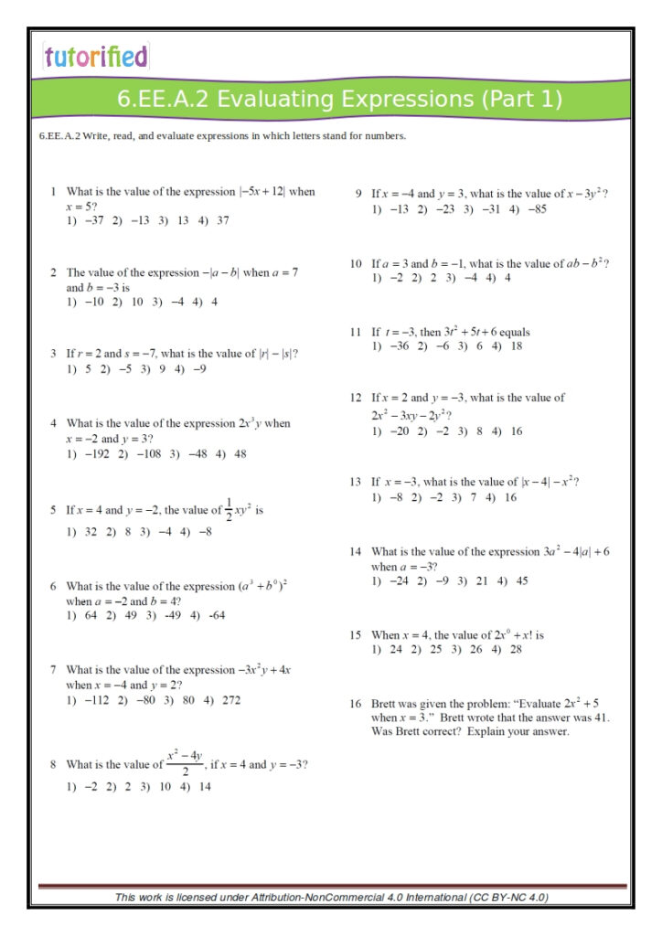 6th Grade Common Core Math Worksheets 6th Grade Common Core Math Worksheets